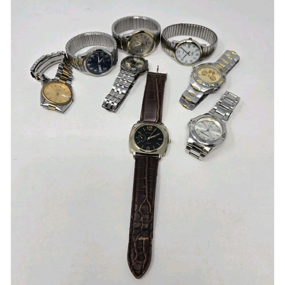 VINTAGE WATCH BUNDLE LOT OF 8 MENS UNISEX TIMEX HUMVEE SEIKO NOT WORKING PARTS